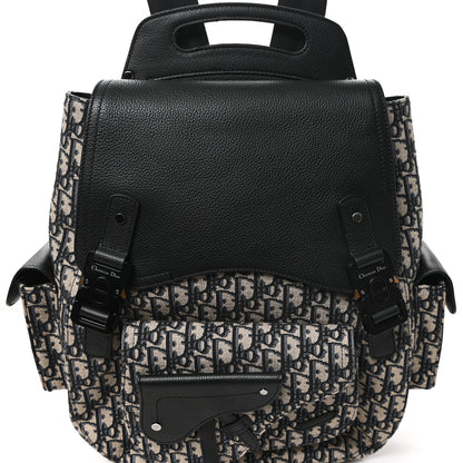 Christian Dior Oblique Grained Calfskin Maxi Gallop Backpack Blue Black 7 of 10