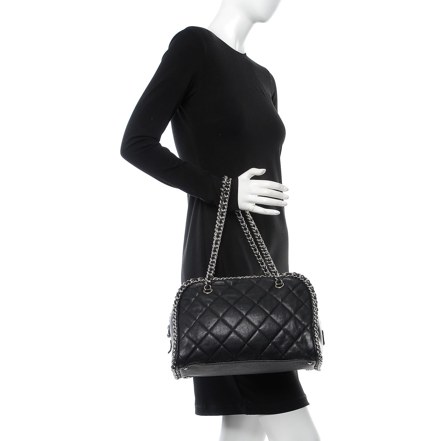 Chanel Calfskin Chain Around Bowler Black 2 of 7
