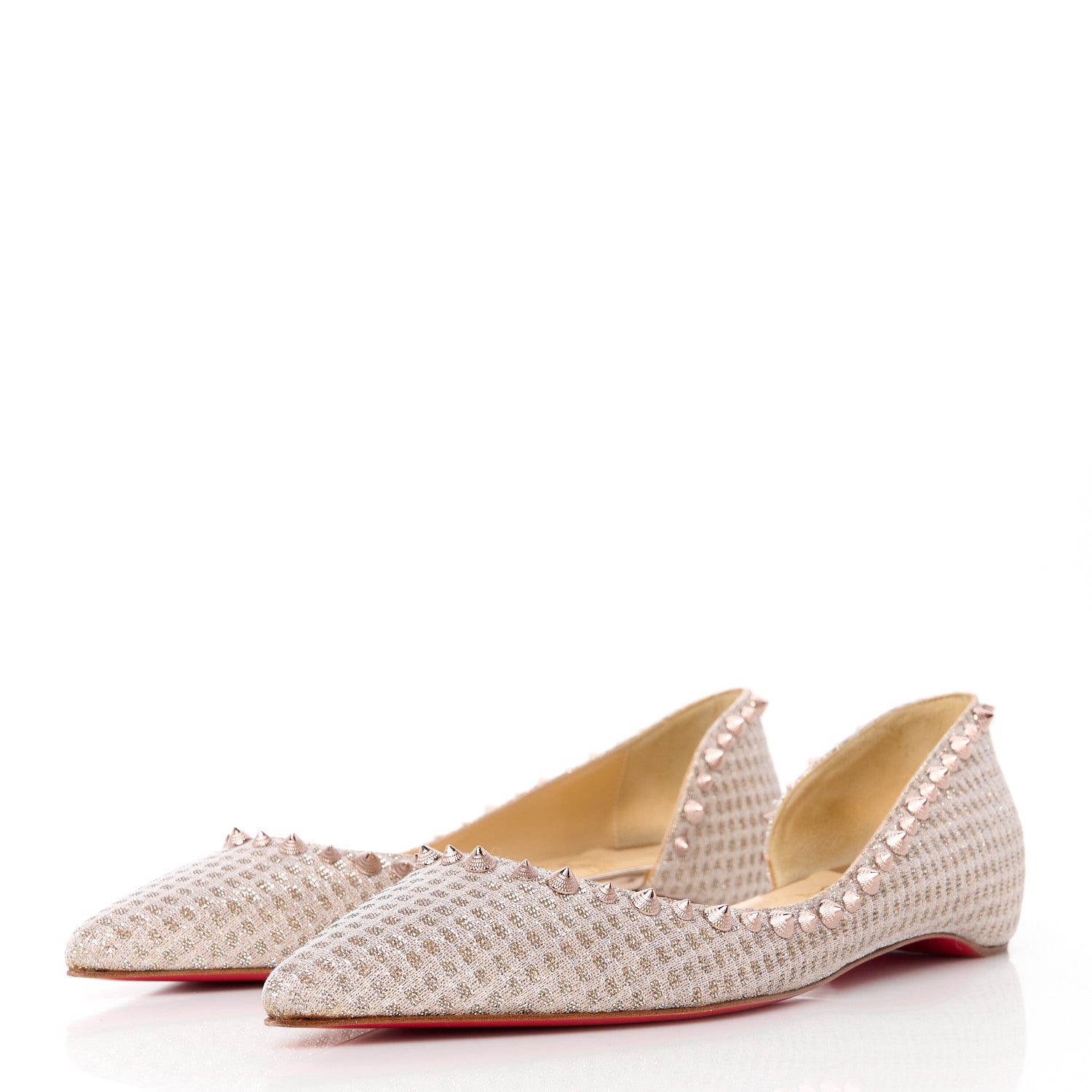 Christian Louboutin Lurex Irishell Flats 39 Nude 3 of 8