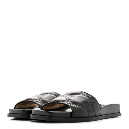 Gucci Nappa GG Matelasse Flat Slide Sandals 37.5 Black 4 of 10