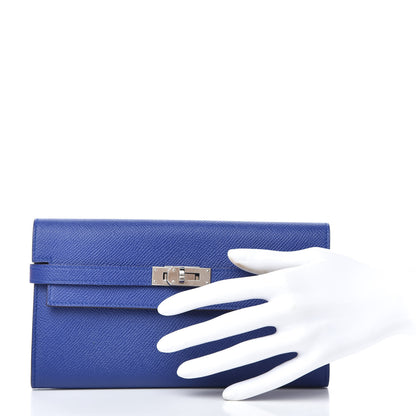 Hermes Epsom Kelly Longue Wallet Bleu Electrique 2 of 12