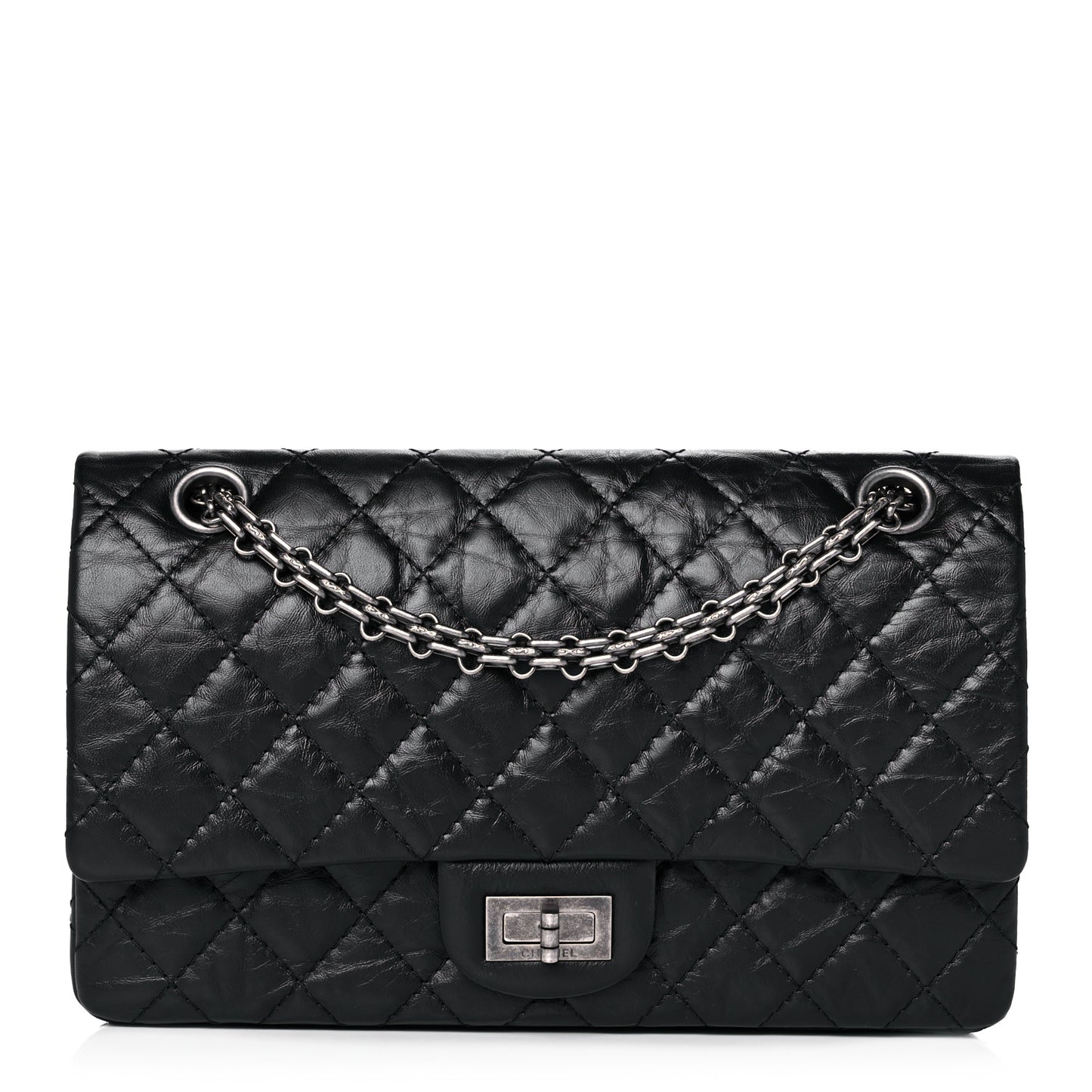 Aged Calfskin Quilted 2.55 Reissue 225 Flap Black