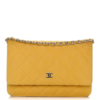 Chanel Iridescent Caviar Quilted Wallet on Chain WOC Yellow 1 of 9
