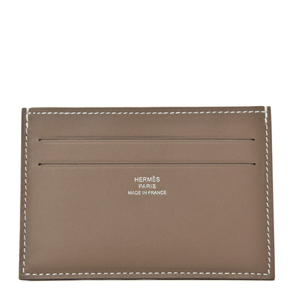 Hermes Swift Citizen Twill Card Case Etoupe Bleu Thalassa 1 of 8