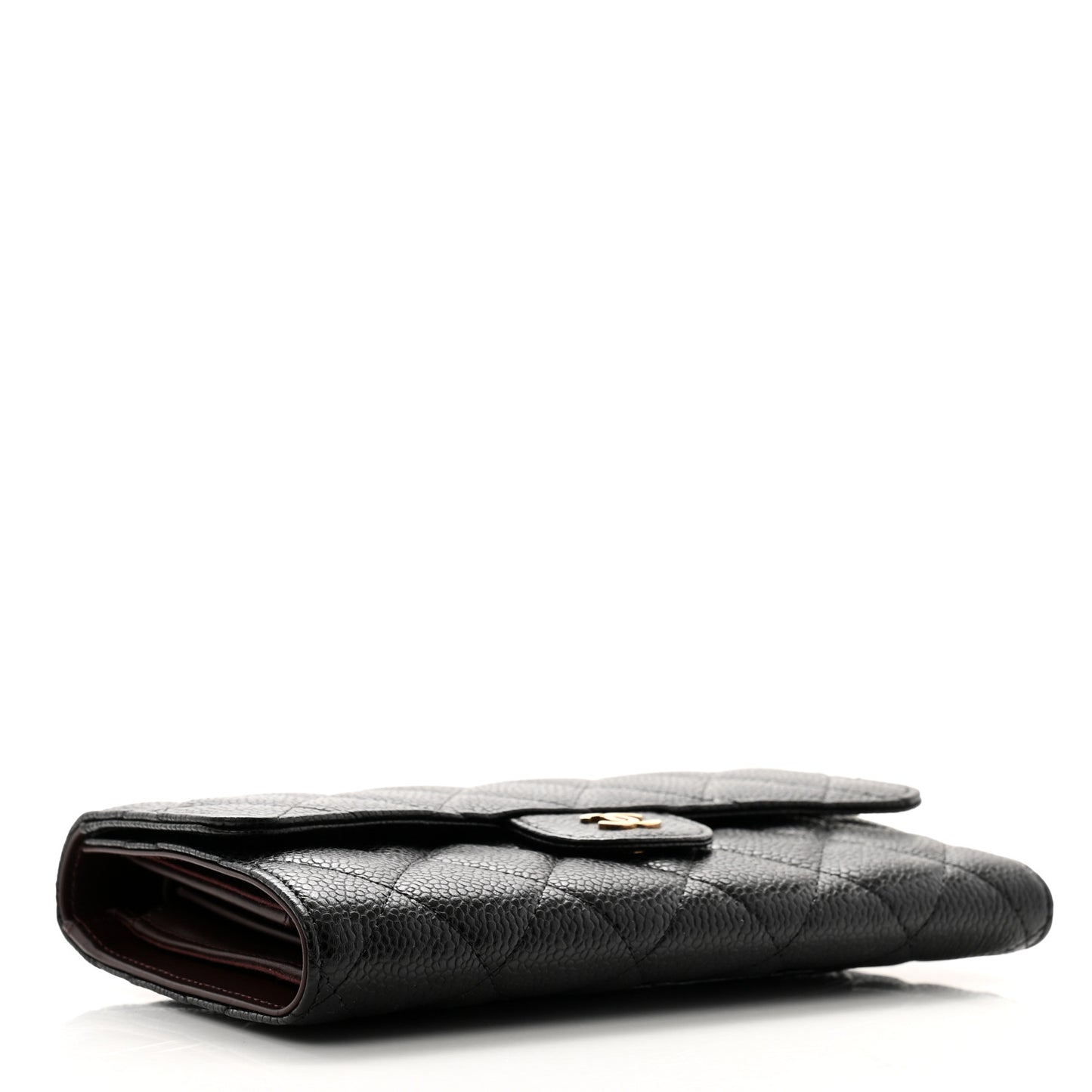 Caviar Quilted Large Flap Wallet Black