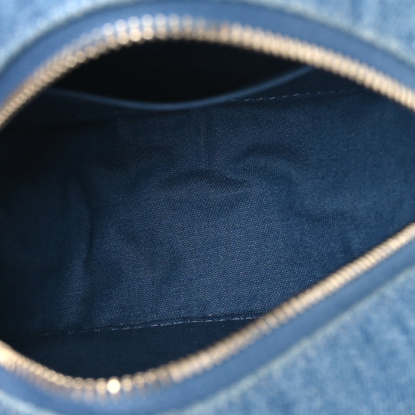 Denim Quilted Round Pearl Crush Clutch With Chain Blue