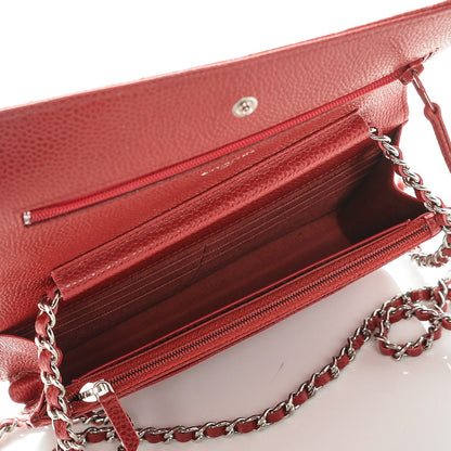 Chanel Caviar Quilted Wallet On Chain WOC Red 5 of 7
