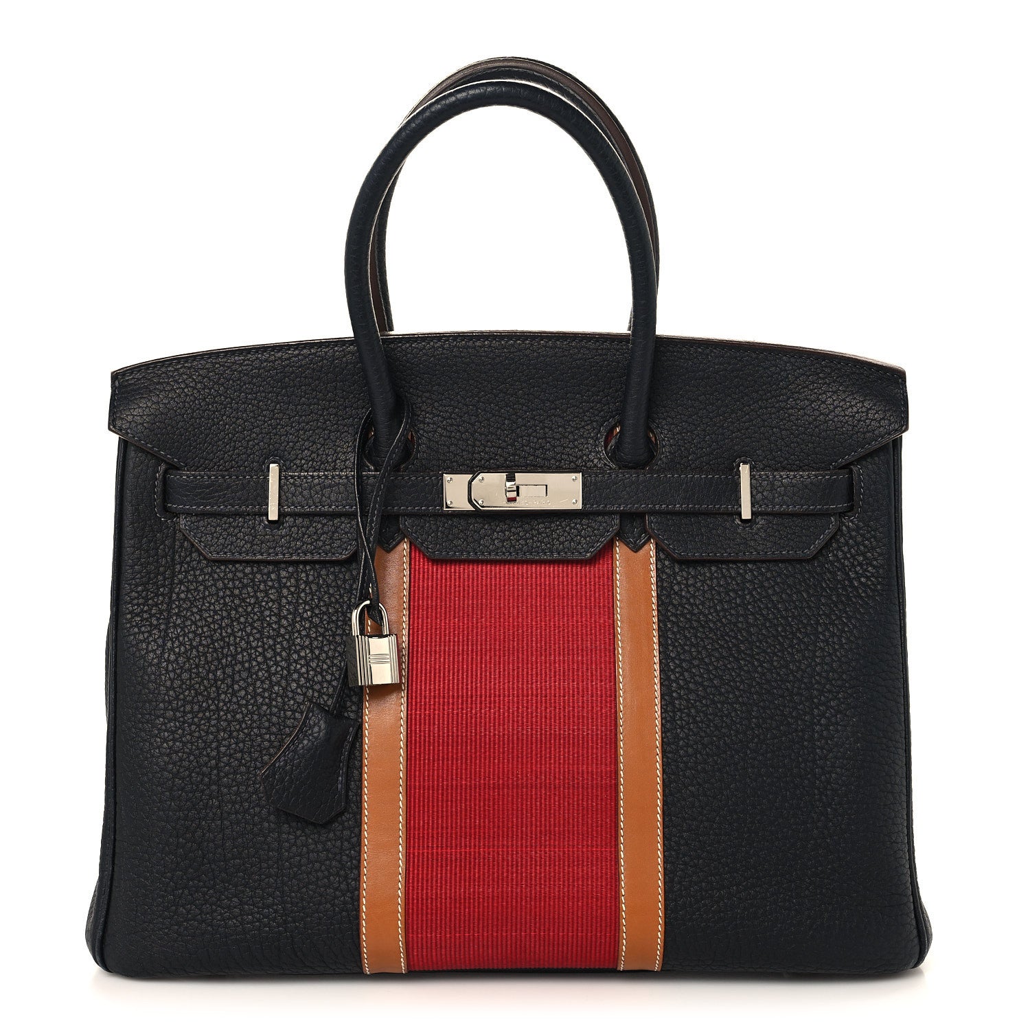 Hermes Fjord Barenia Crinoline Club Birkin 35 Bleu Indigo Fauve Rouge 1 of 12
