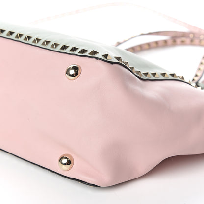Valentino Garavani Vitello Watercolor Medium Rockstud Tote Rose Green Yellow Sky 14 of 14