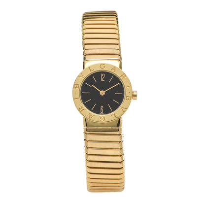 Bulgari 18K Yellow Gold 23mm Tubogas Quartz Watch Black 1 of 14