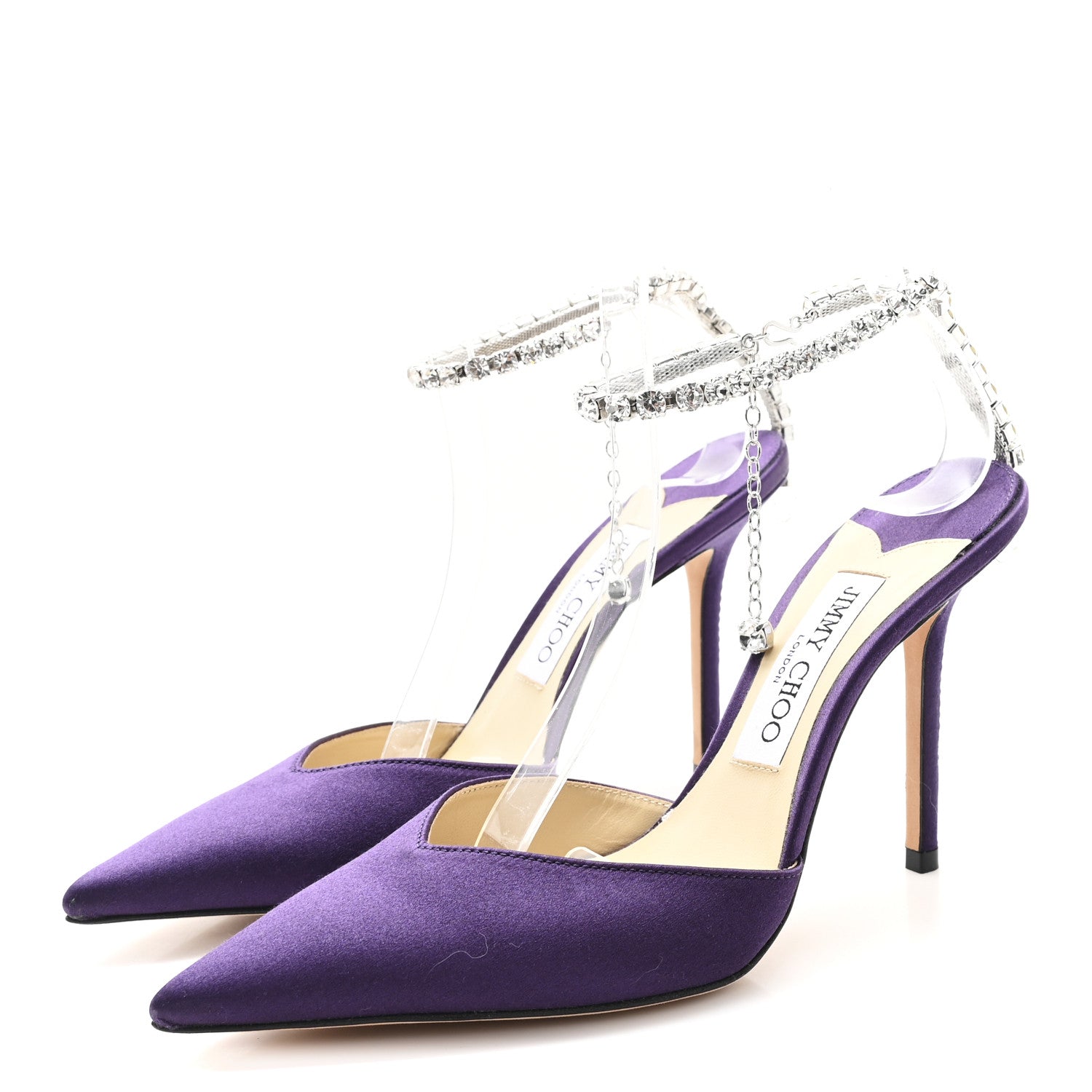 Jimmy Choo Satin Crystal Saeda 100 Pumps 36.5 Cassis 4 of 8