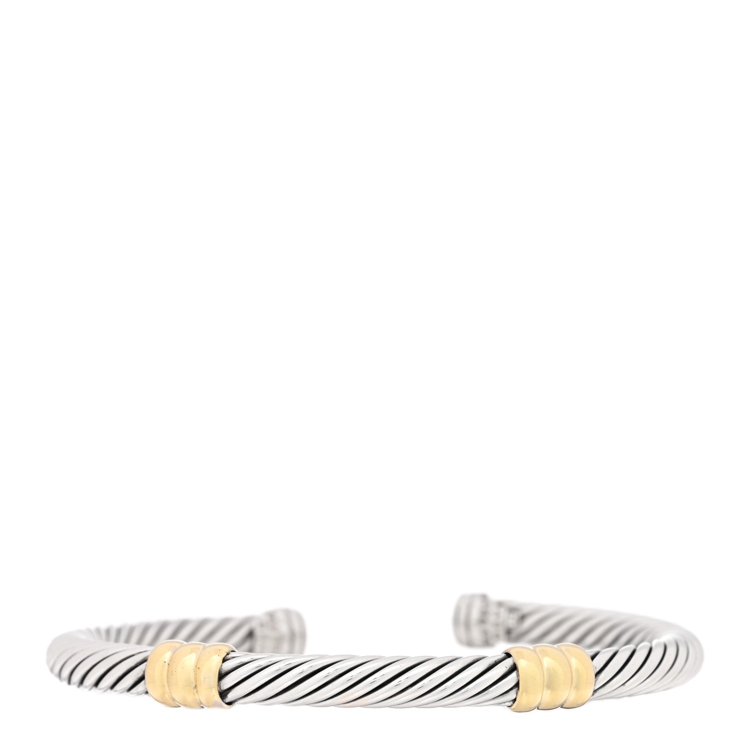 David Yurman Sterling Silver 14K Yellow Gold 5mm X Station Cable Bracelet 1 of 3