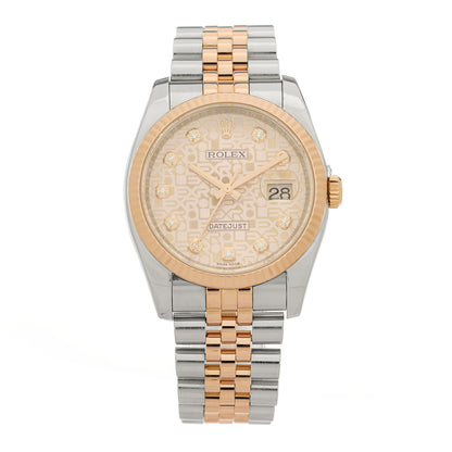 Rolex Stainless Steel 18K Everose Gold Diamond 36mm Oyster Perpetual Datejust Watch Pink Jubilee 116231 1 of 5