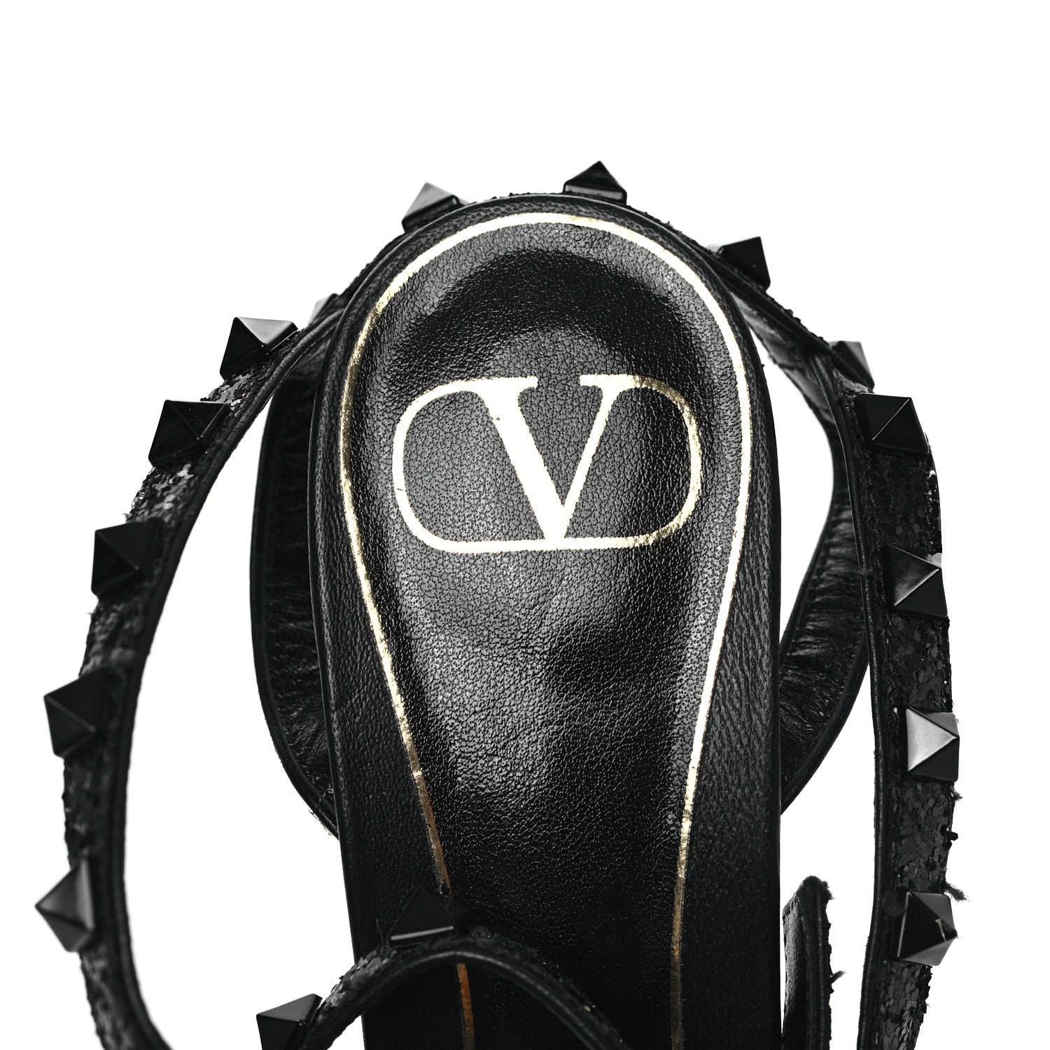 Valentino Garavani Glitter Rockstud Sandals 38 Black 7 of 7