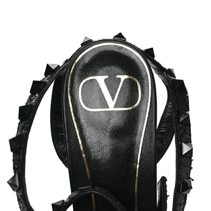 Valentino Garavani Glitter Rockstud Sandals 38 Black 7 of 7