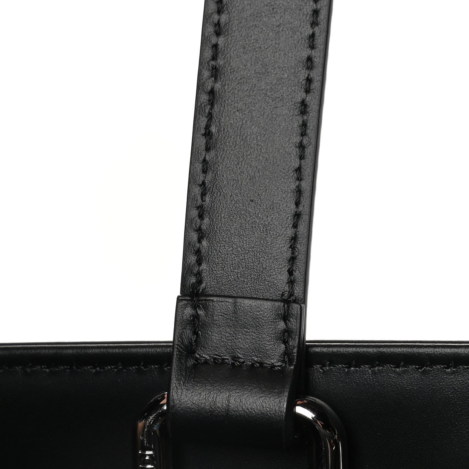 Fendi Canvas Vitello King Logo Embroidered East West Shopper Tote Sand Black 16 of 17