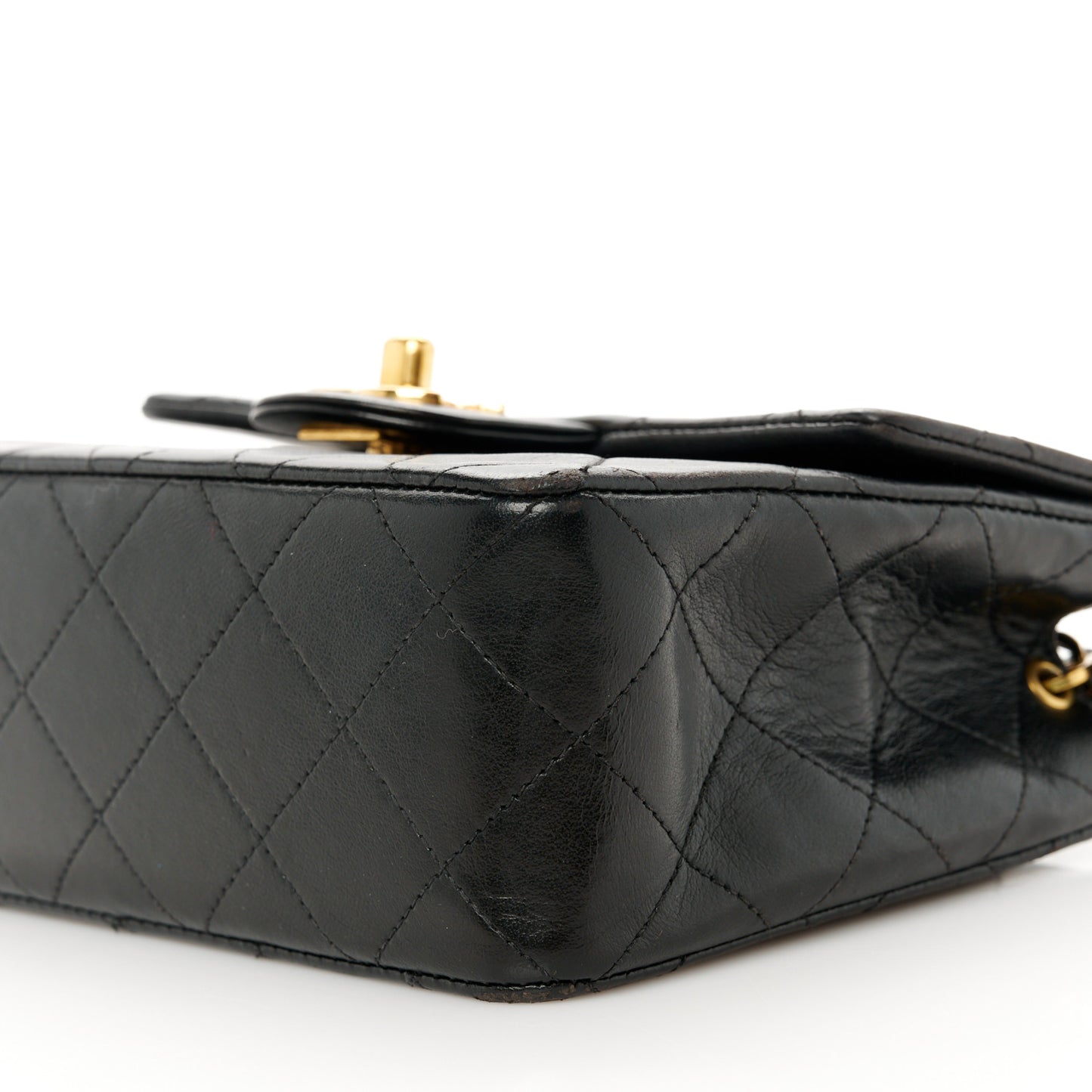 Lambskin Quilted Mini Square Flap Black
