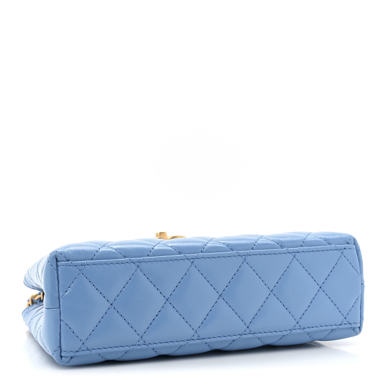 Chanel Shiny Aged Calfskin Quilted Nano Kelly Shopper Blue