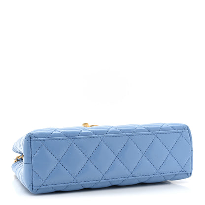 Chanel Shiny Aged Calfskin Quilted Nano Kelly Shopper Blue 4 of 9