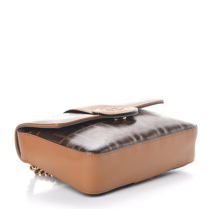 Fendi Glazed Fabric Vitello Century FF 1974 Stamp Patch Mini Double F Crossbody Bag Mogano Panna Caramello 4 of 10