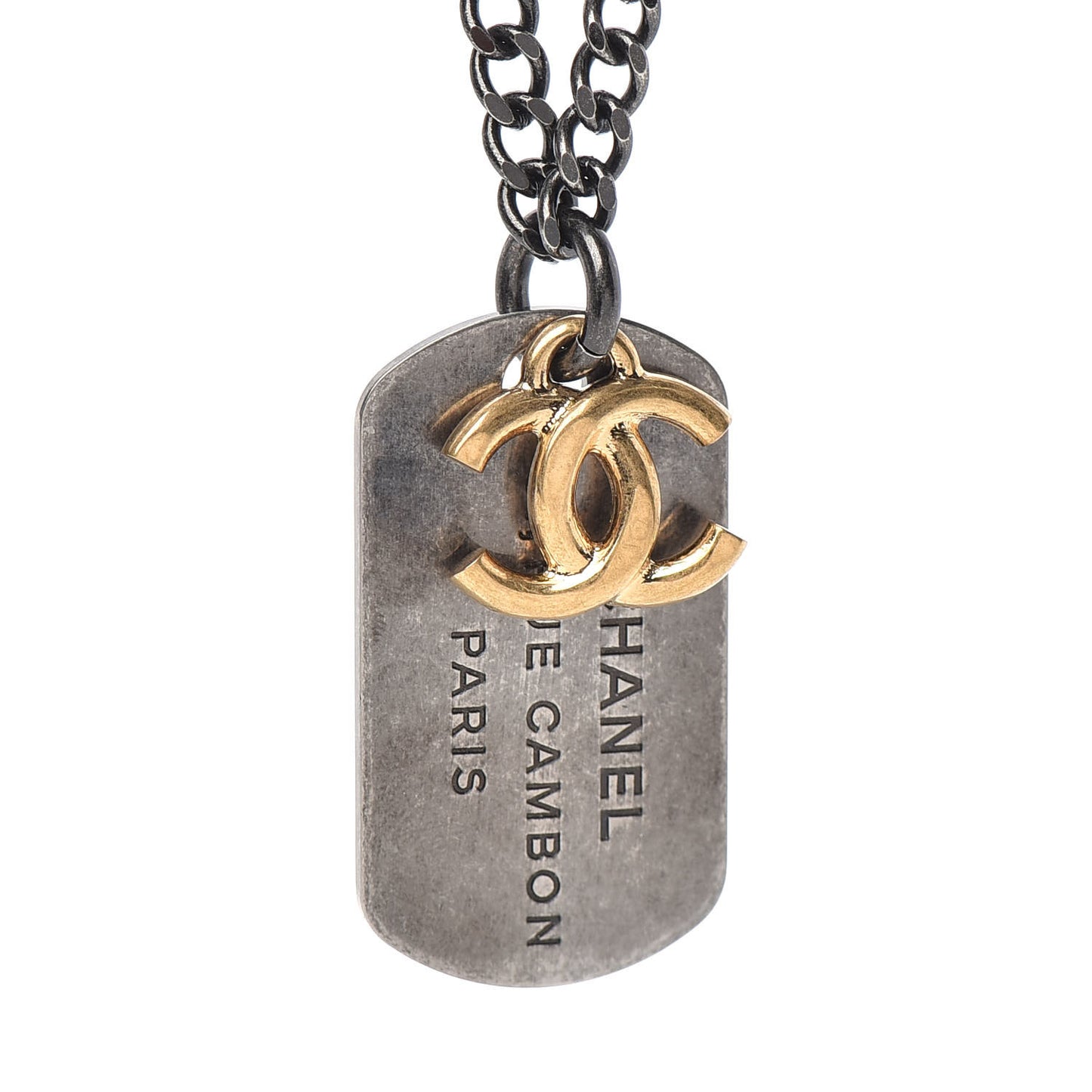 Ruthenium ID Dog Tag Charm Necklace Silver Gold