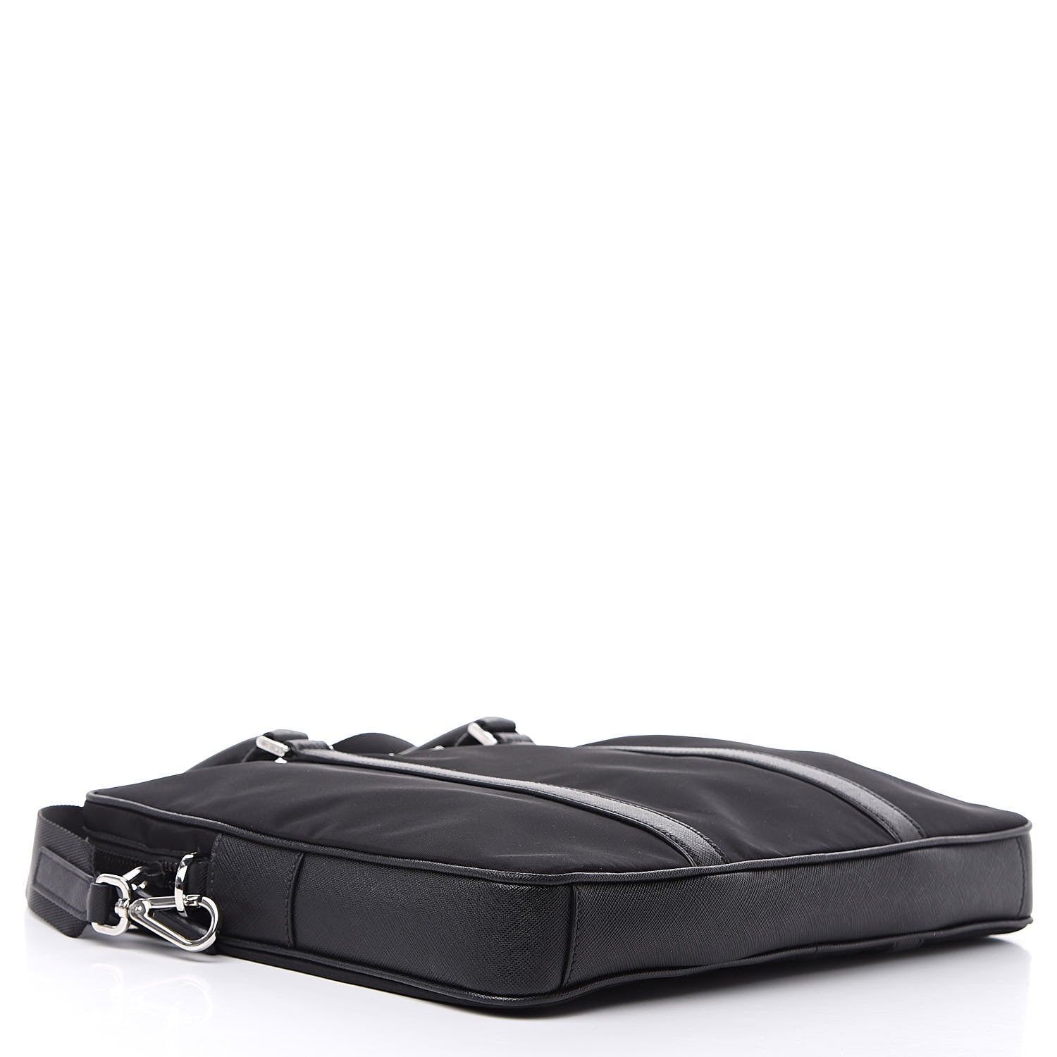 Prada Tessuto Nylon Saffiano Metal Triangle Logo Work Bag Black 4 of 9