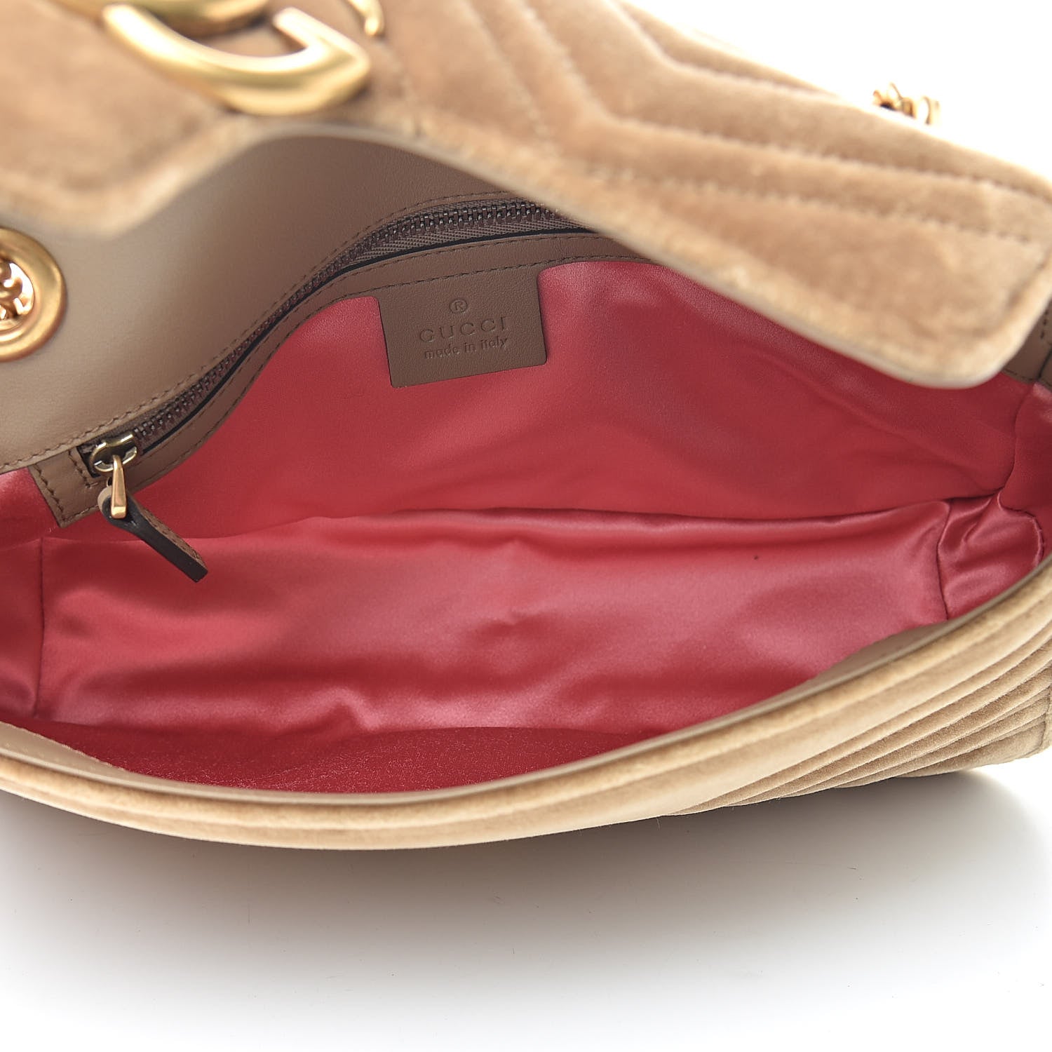 Gucci Velvet Matelasse Small GG Marmont Shoulder Bag Taupe 5 of 15