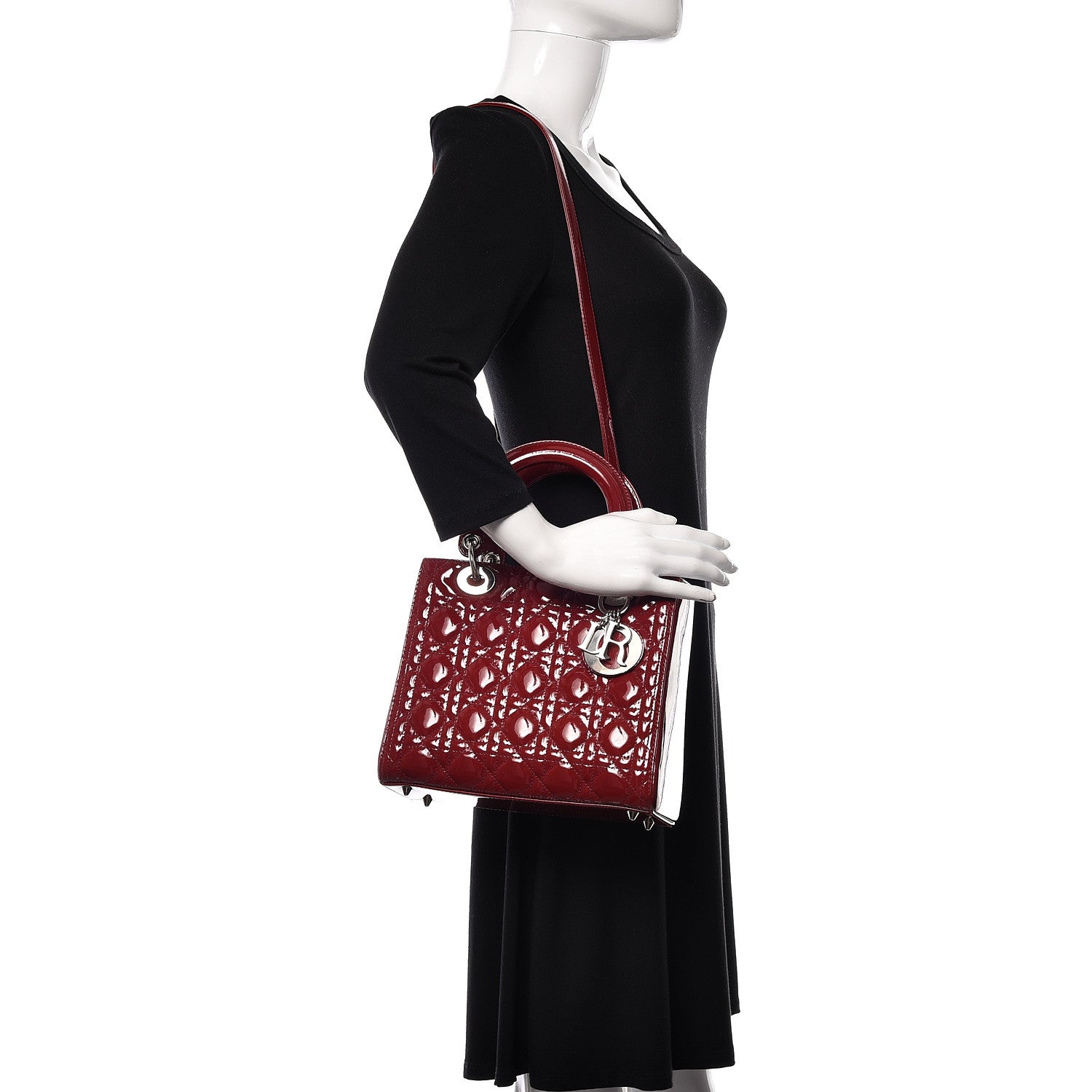 Christian Dior Patent Cannage Medium Lady Dior Red 2 of 9