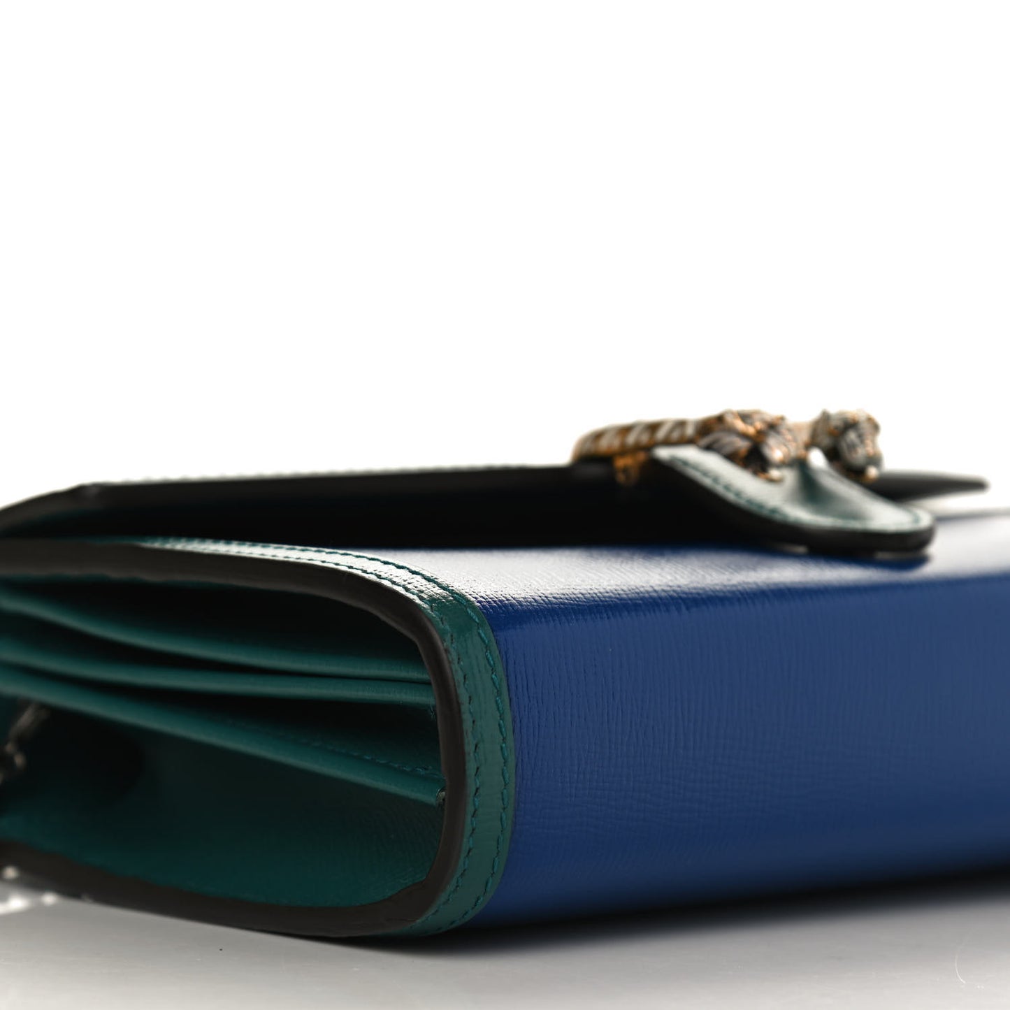 Azalea Calfskin Enamel Mini Dionysus Chain Wallet Imperial Blue Pavone Off White