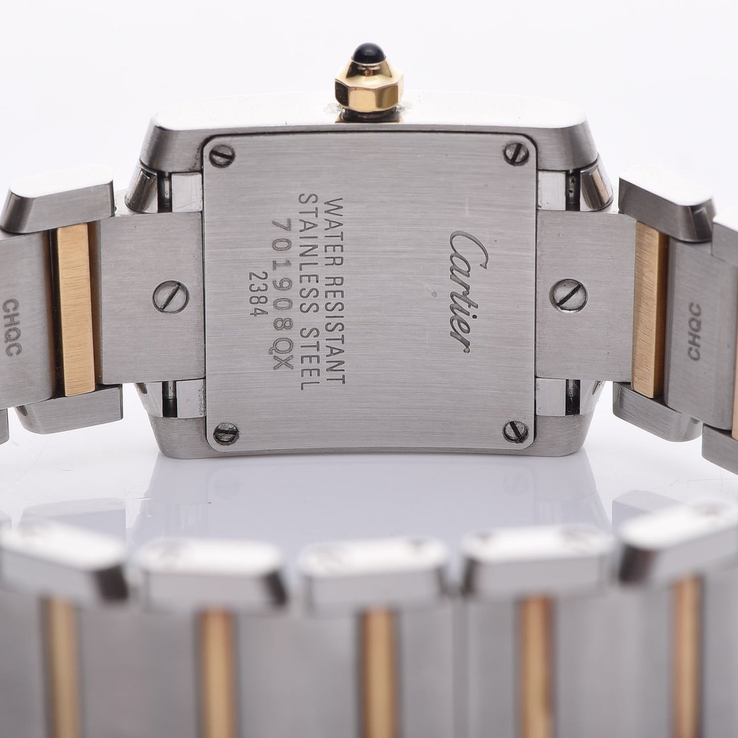 Stainless Steel 18K Yellow Gold 20mm Tank Francaise Quartz Watch