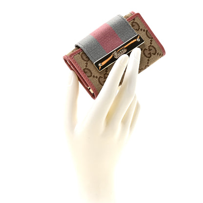 Gucci GG Supreme Monogram Wev 6 Key Holder Case Beige Pink 2 of 9