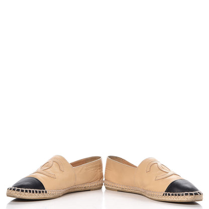 Chanel Lambskin CC Espadrilles 40 Beige Black 5 of 14