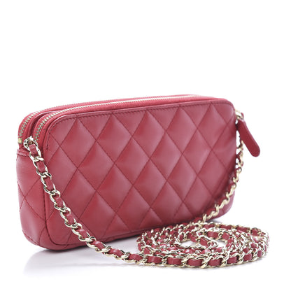Chanel Lambskin Quilted Small Clutch With Chain Red 2 of 13