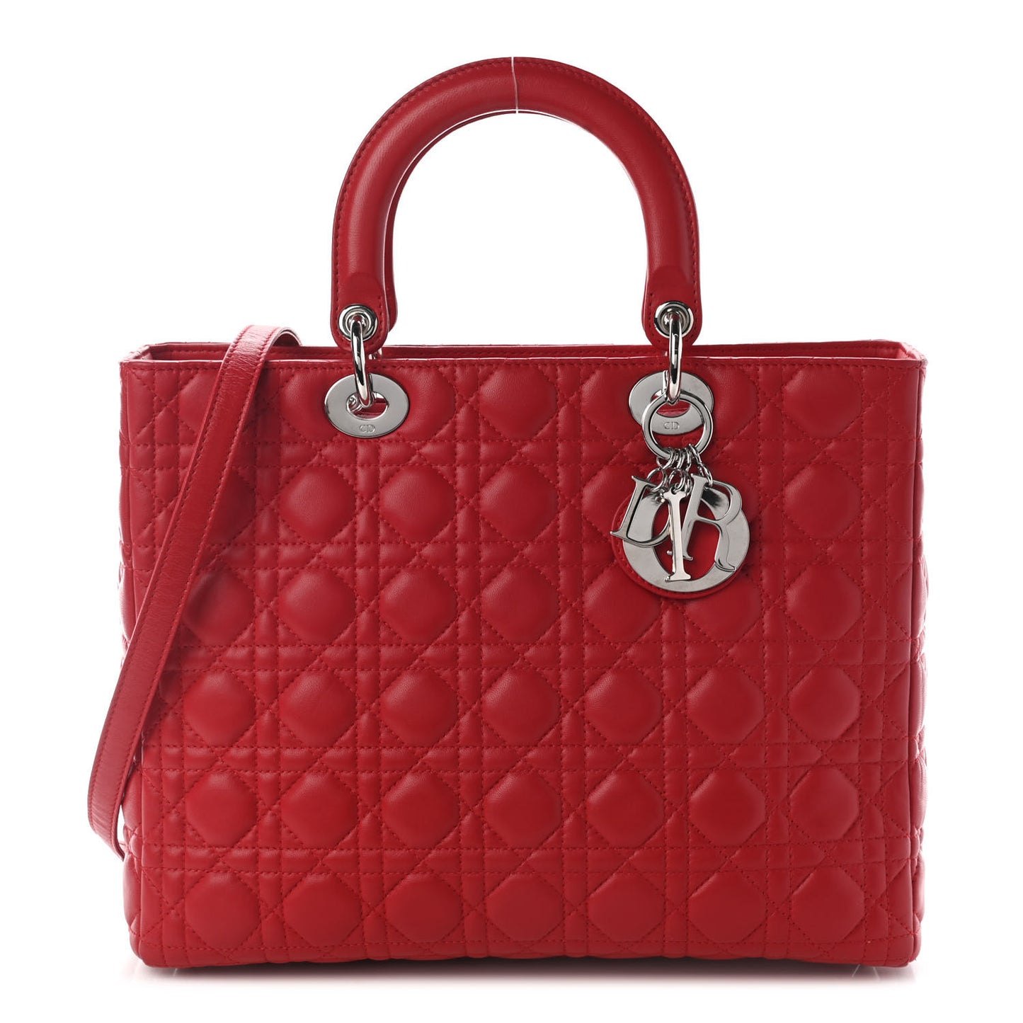 Lambskin Cannage Large Lady Dior Red