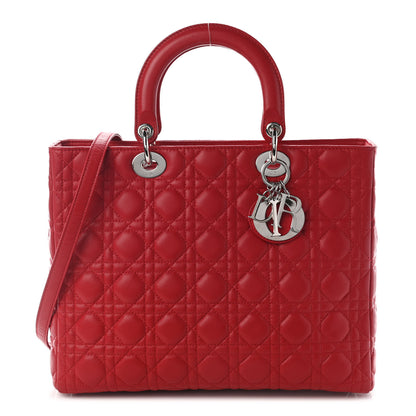 Christian Dior Lambskin Cannage Large Lady Dior Red 1 of 9