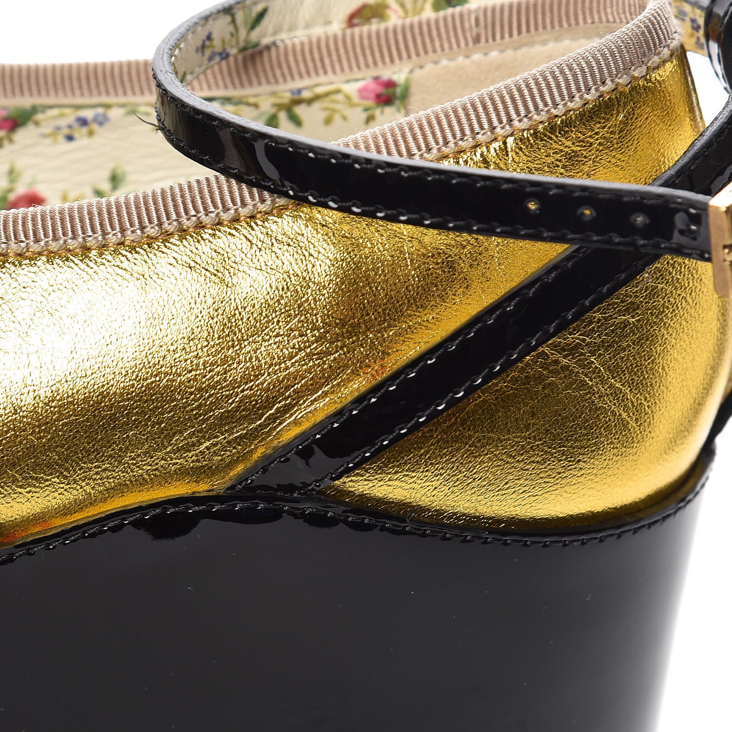 Metallic Nappa Patent Hannelore Detachable Platform Sandals 37 Gold