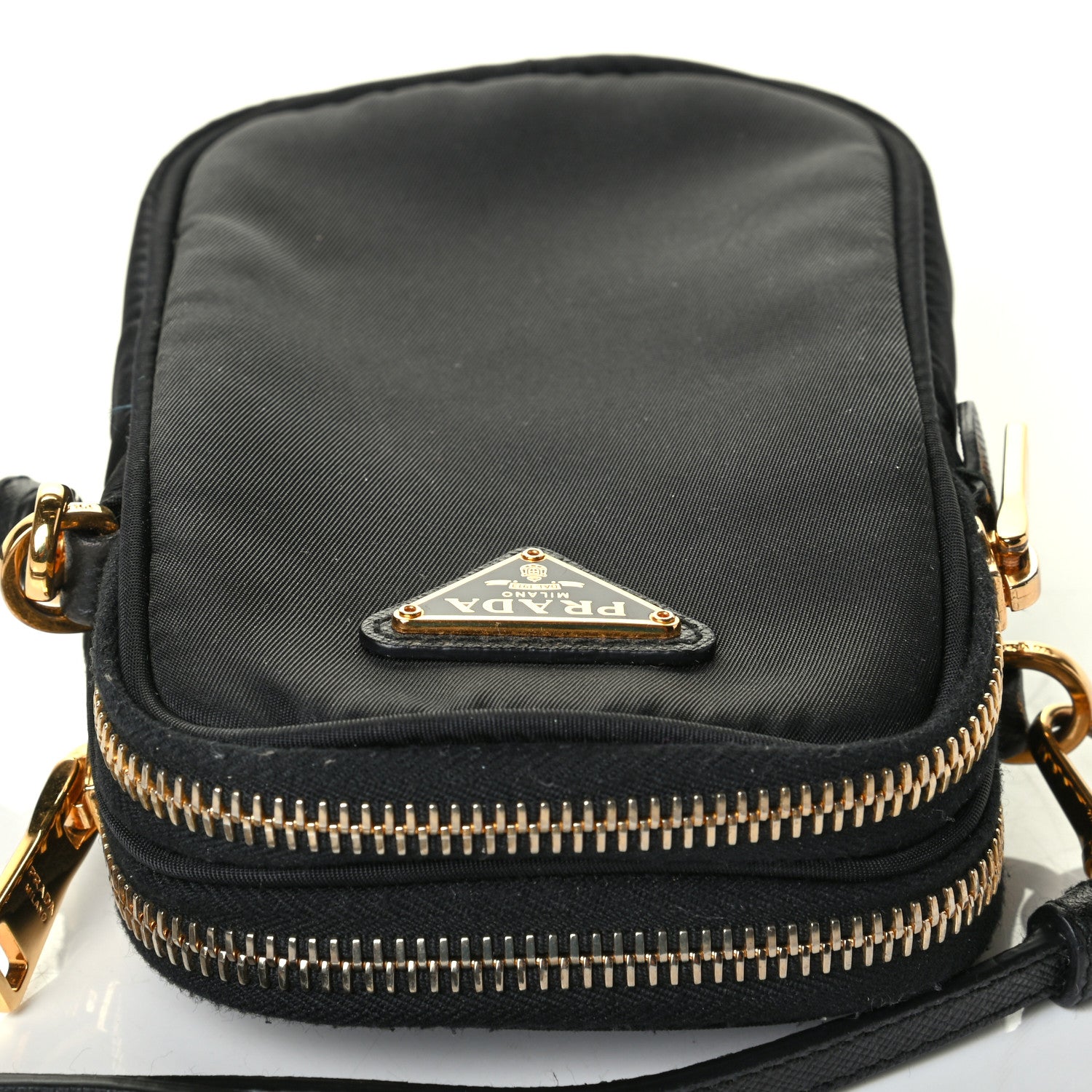 Prada Tessuto Nylon Double Zip Phone Case Crossbody Bag Black 7 of 7