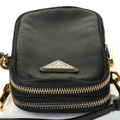 Prada Tessuto Nylon Double Zip Phone Case Crossbody Bag Black 7 of 7