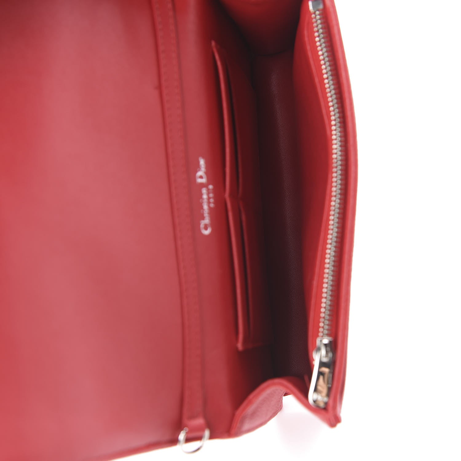 Christian Dior Grained Calfskin Diorama Wallet on Chain Pouch Rouge Vif 5 of 14