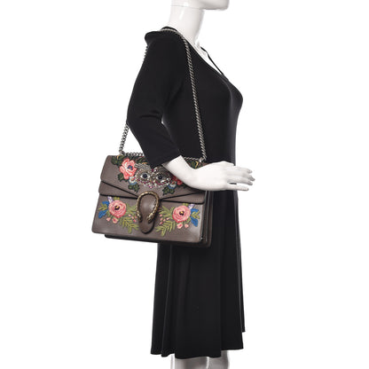 Gucci Calfskin Web Owl Embroidered Medium Dionysus Shoulder Bag New Acero Multicolor 2 of 14