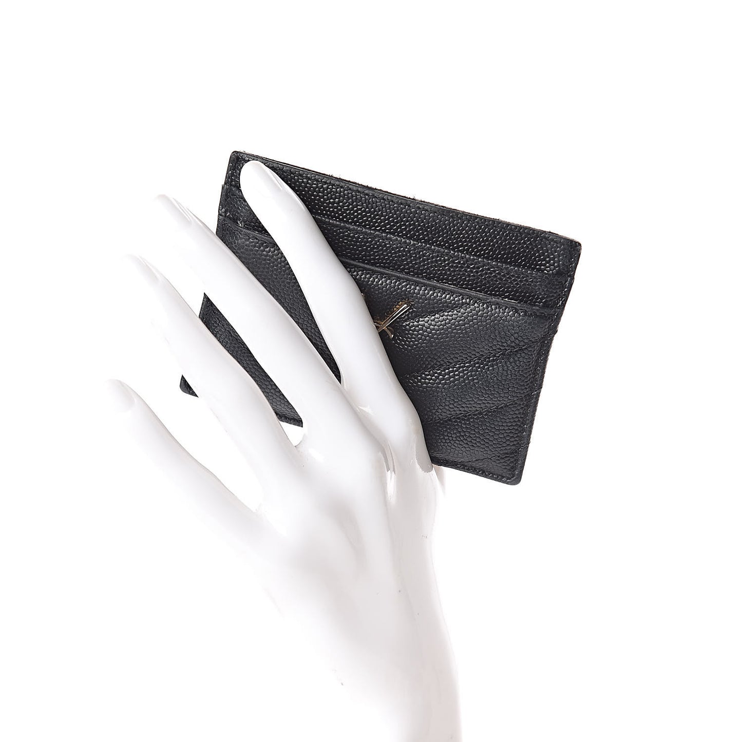 Grain De Poudre Matelasse Chevron Monogram Credit Card Case Black
