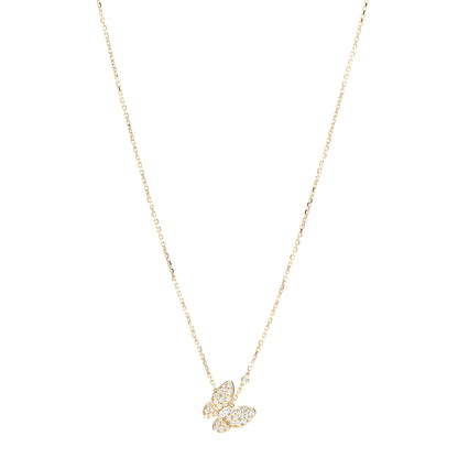 Van Cleef & Arpels 18K Yellow Gold Diamond Two Butterfly Pendant Necklace 1 of 8