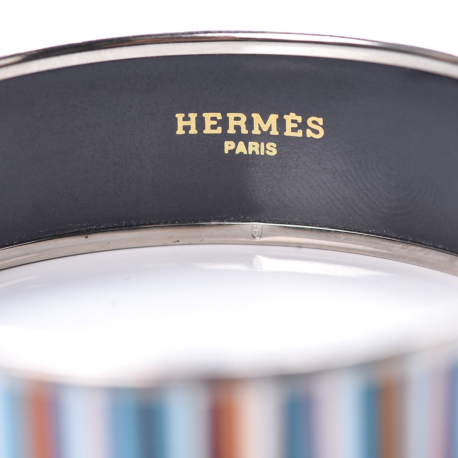 Hermes Enamel Printed Stripes Wide Bracelet 62 4 of 6