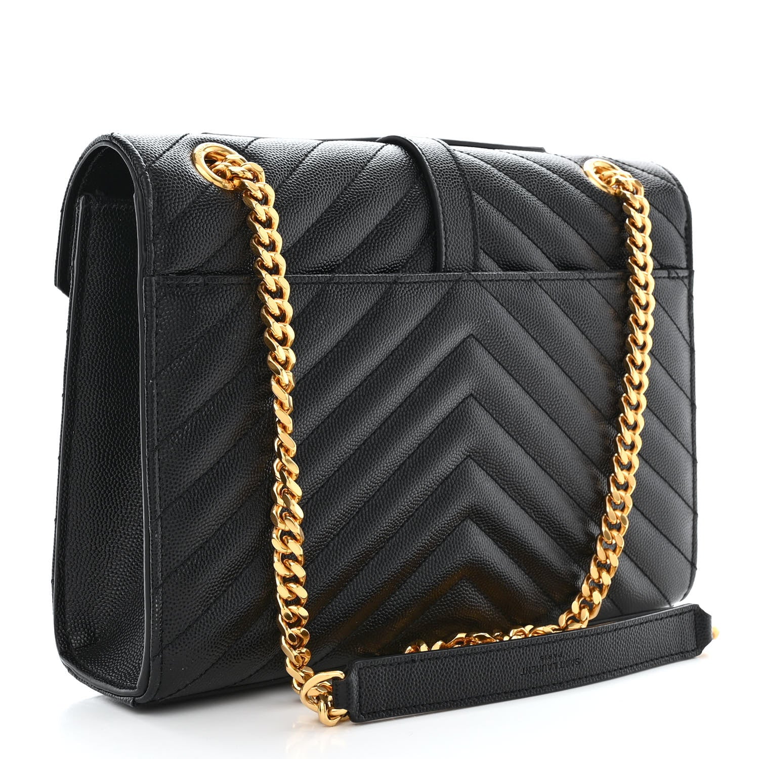 Saint Laurent Grain De Poudre Matelasse Chevron Medium Monogram Satchel Black 3 of 11