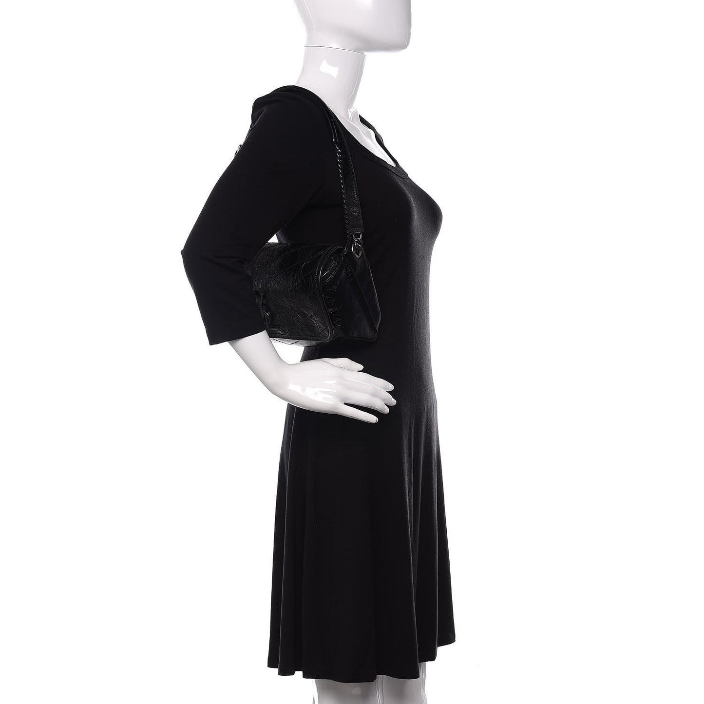 Crinkled Calfskin Matelasse Monogram Niki Body Bag Black