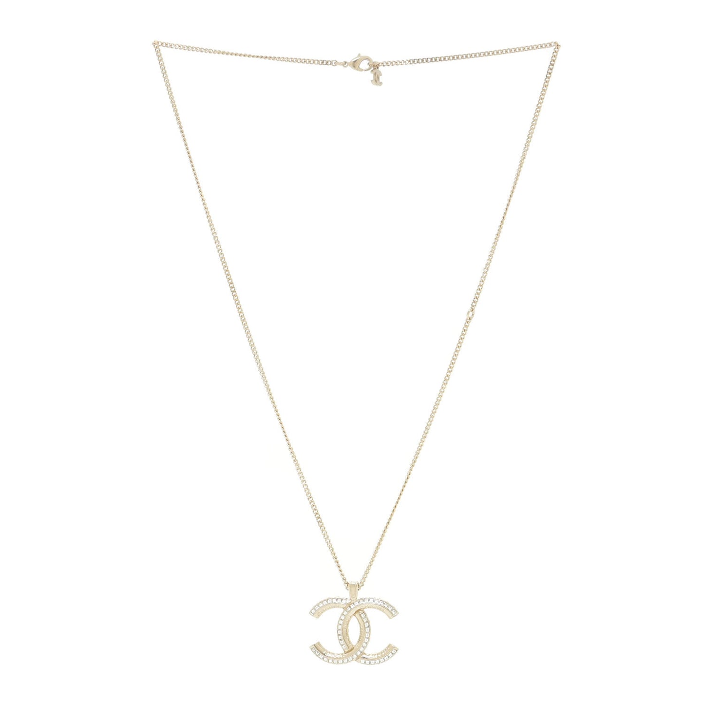 Crystal CC Chain Necklace Gold