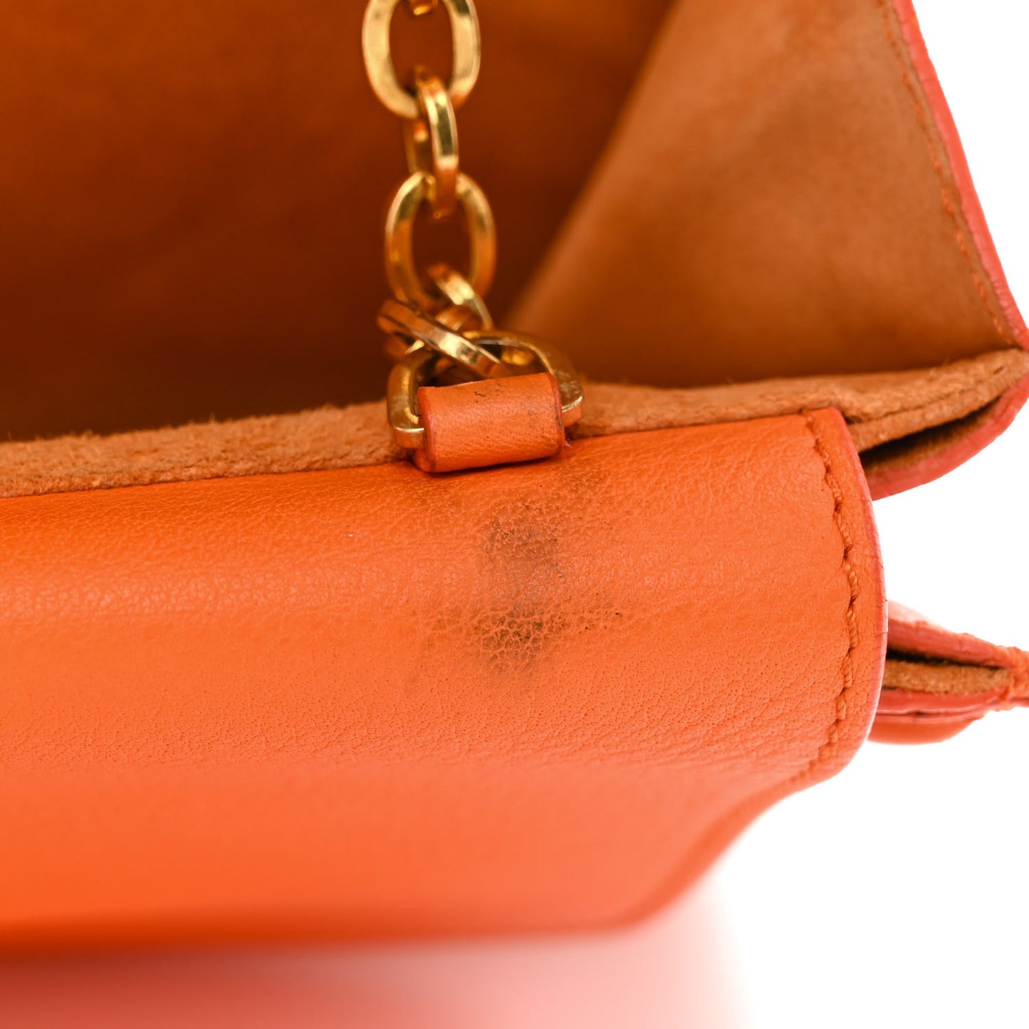 Calfskin Heroine Chain Satchel Orange