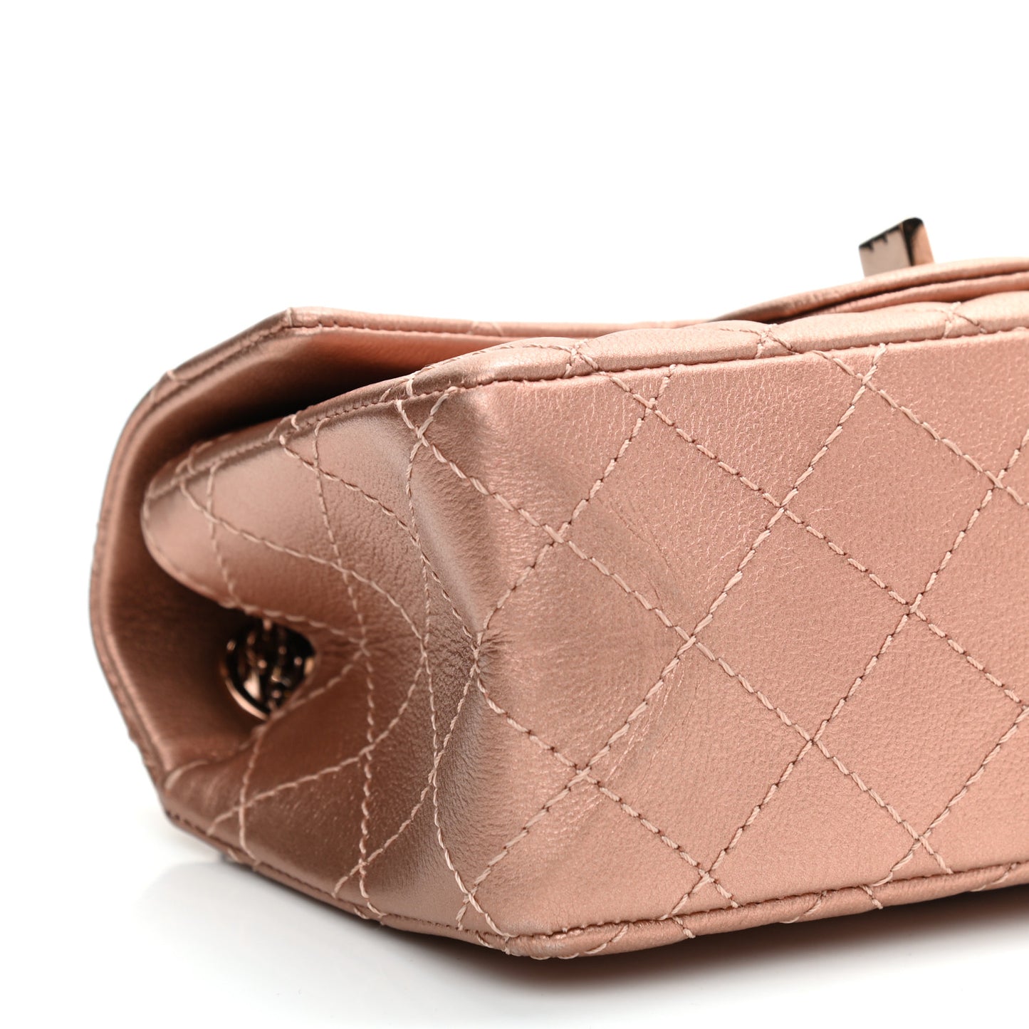 Metallic Grained Calfskin Quilted 2.55 Reissue Mini Flap Copper Pink