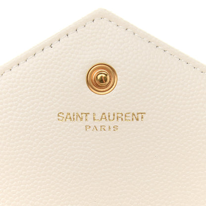 Saint Laurent Grain De Poudre Matelasse Chevron Monogram Chain Wallet Crema Soft 6 of 9