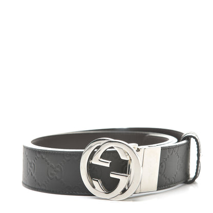 Gucci Guccissima Signature Interlocking G Reversible 37mm Belt 95 38 Black Cocoa 1 of 7